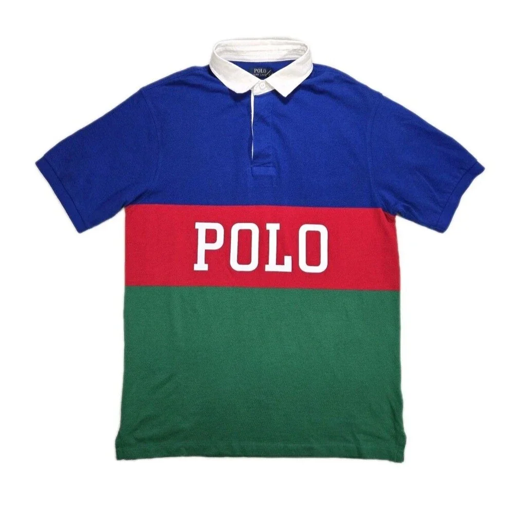 Mens Polo Ralph Lauren Short Sleeve Polo Shirt Striped Big Logo Large Tall New